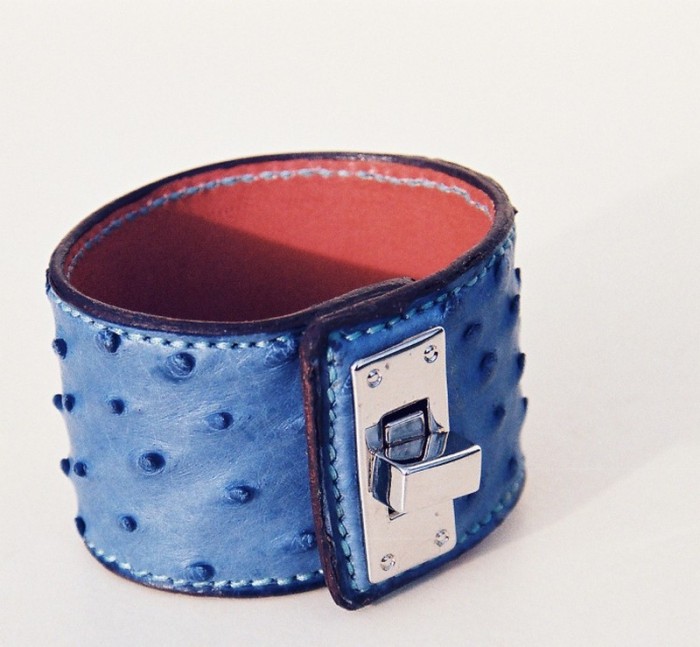 Bracelet autruche bleu
